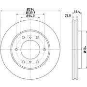 DON 2 x Internally Vented Front Brake Discs PCD12192