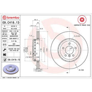 Brembo 2 x Aluminium Rear Brake Disc Hub Brake Discs 09.C418.13