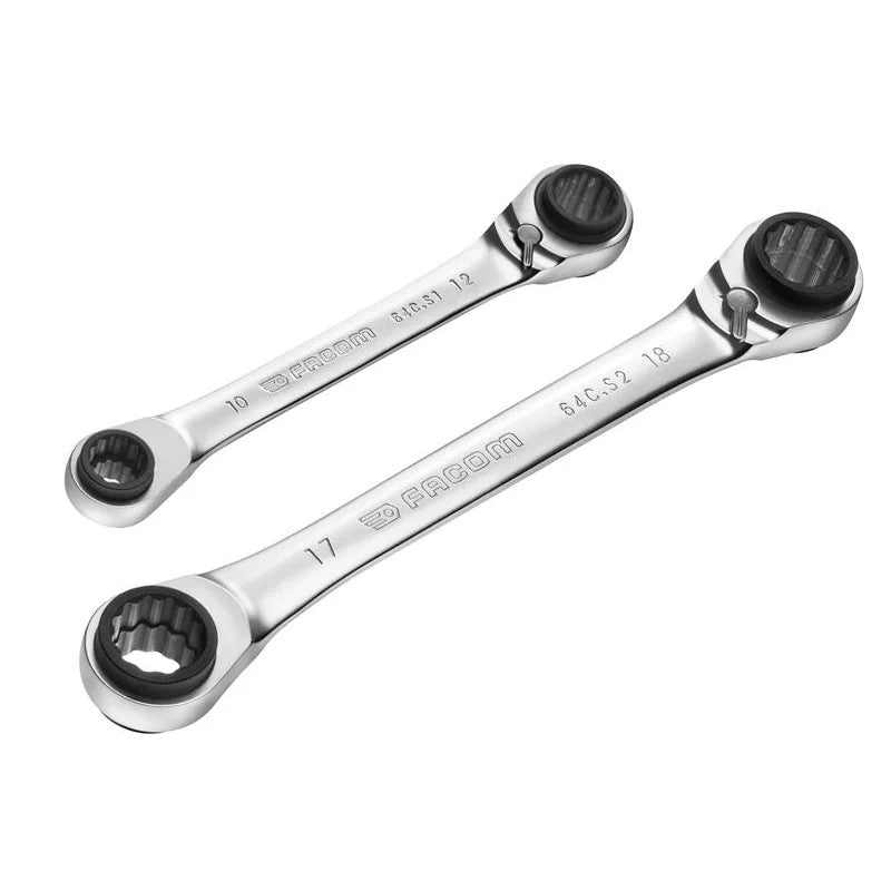 Facom Quatro Ratcheting Spanner Set, 2 Piece - 64C.J2PB