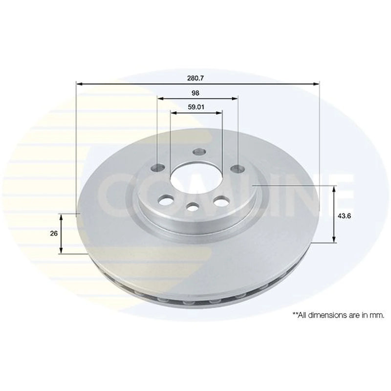 Comline 2 x Front Brake Discs ADC1522V