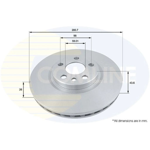 Comline 2 x Front Brake Discs ADC1522V