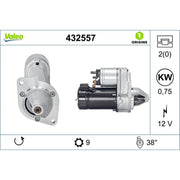 Valeo Starter Motor 12V 0.75kW 9 Teeth 432557