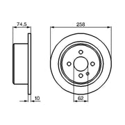 Bosch 2 x Solid Rear Brake Discs 0 986 478 563