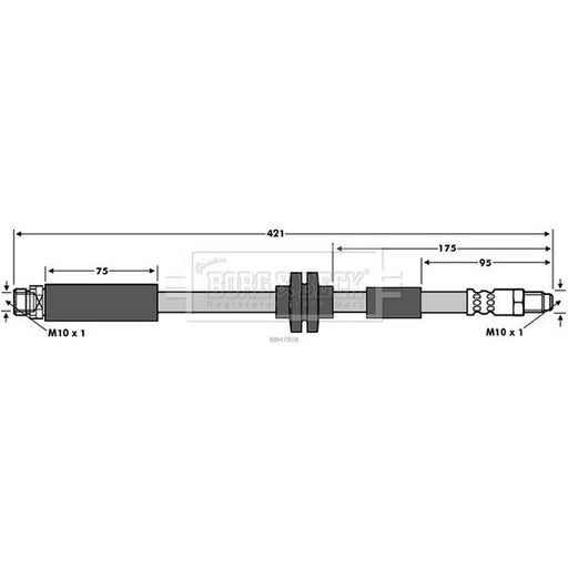 Borg & Beck Brake Hydraulic Hose Line Rear Left BBH7808
