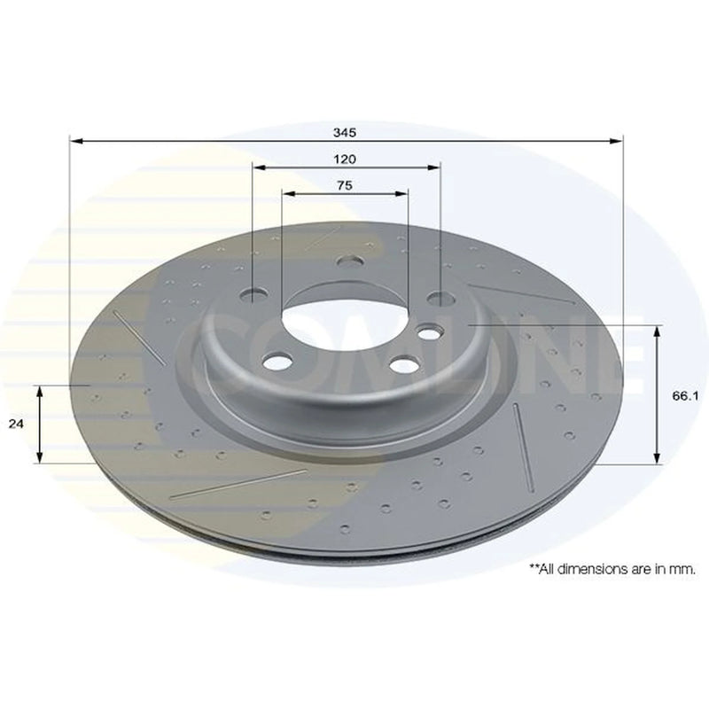 Comline 2 x Perforated/Vented Rear Brake Discs ADC2875V