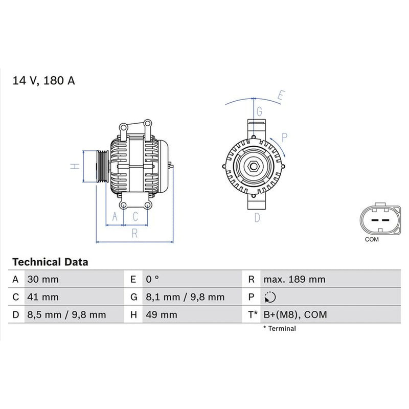 Bosch Car Alternator 12V 0 986 048 840