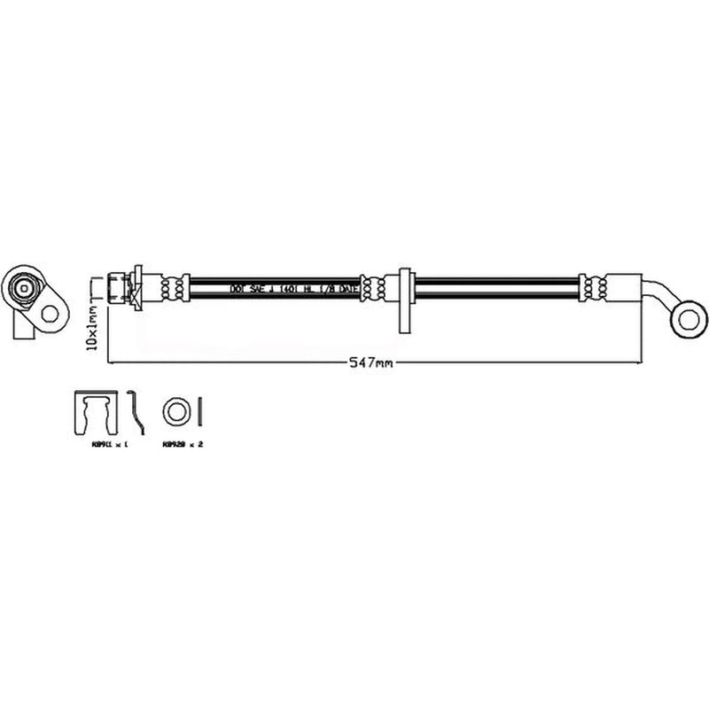 Juratek Brake Hydraulic Hose Line Front Right JBH1282R