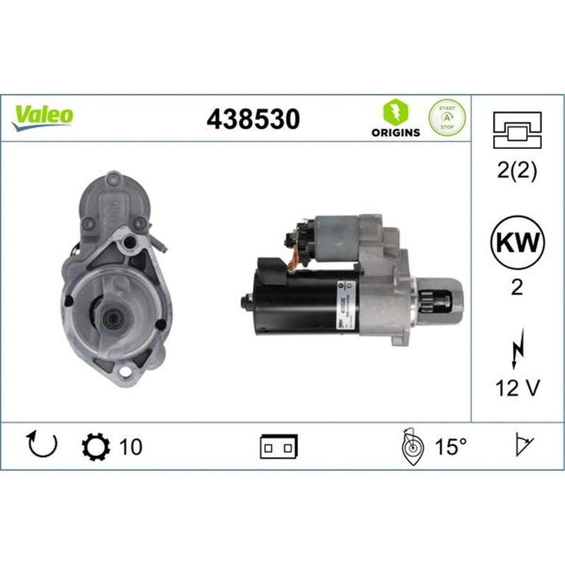 Valeo Starter Motor 12V 2kW 10 Teeth 438530