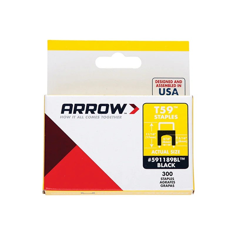 Arrow T59 Insulated Staples Black 6-8mm x (Box 300)