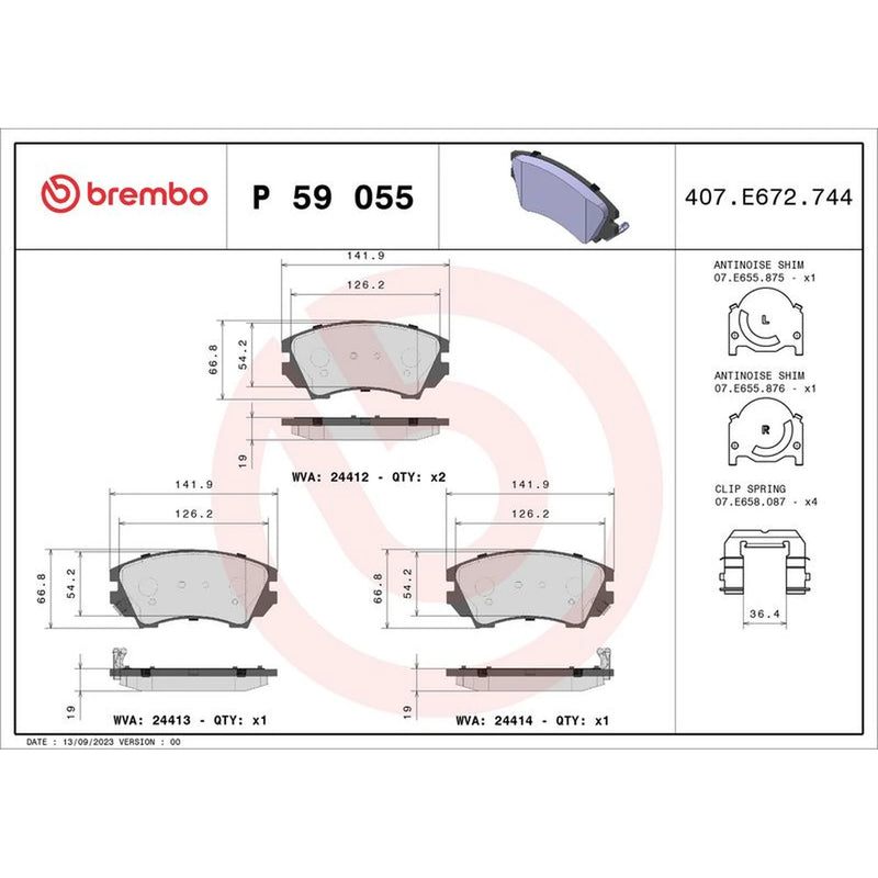 Brembo 4 x Front Brake Pad Set P59055