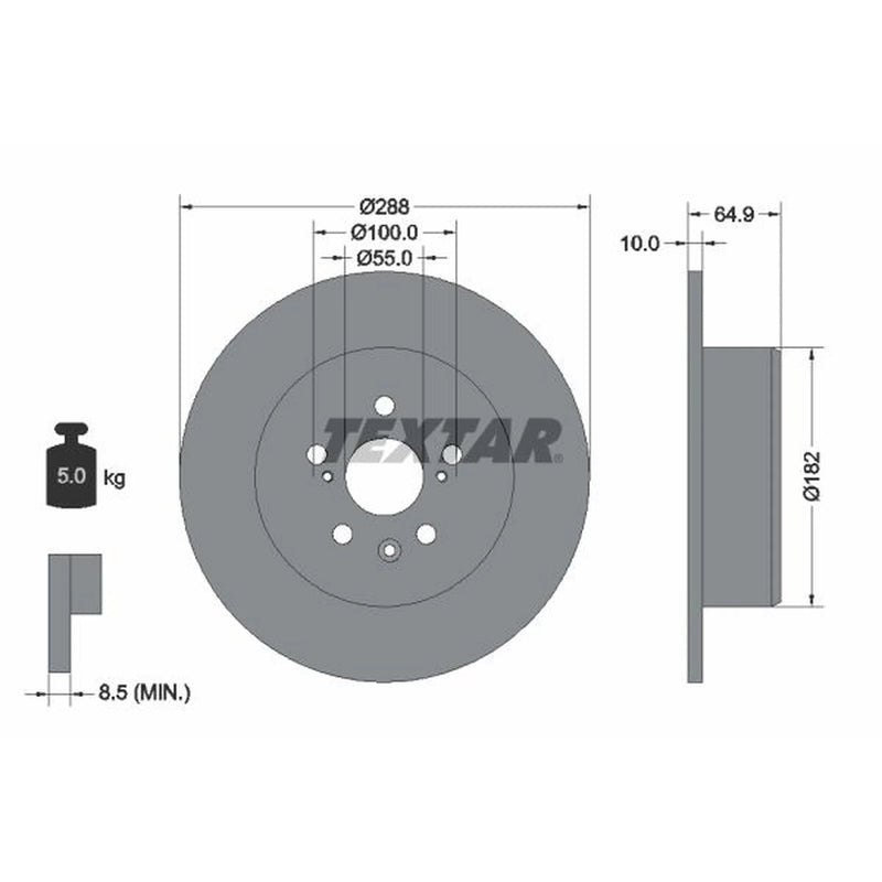 Textar 2 x Solid Rear Brake Discs 92135903