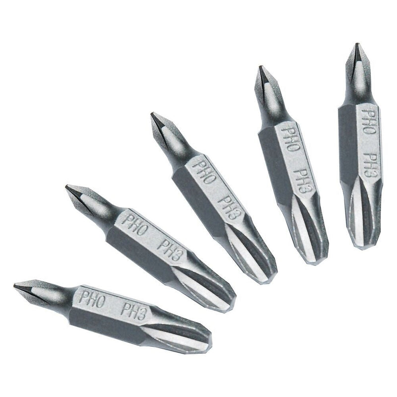Teng Tools Bits 1/4" Double Ended PH0 x PH3 - 5 Pieces