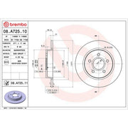 Brembo 2 x Solid Rear Brake Discs 08.A725.11