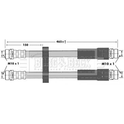 Borg & Beck 2 x Brake Hydraulic Hose Line Centre BBH6959