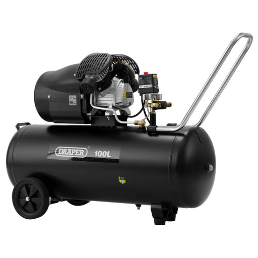 Draper 230V Air Compressor 100L Direct Drive V-Twin 3hp