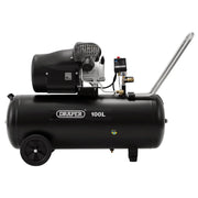 Draper 230V Air Compressor 100L Direct Drive V-Twin 3hp