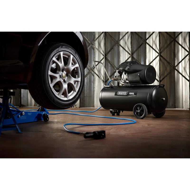 Draper 230V Air Compressor 100L Direct Drive V-Twin 3hp