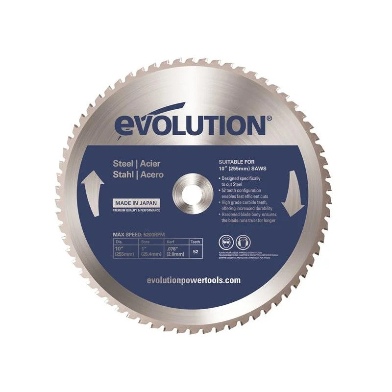 Evolution Mild Steel Cutting Mitre Saw Blade 255 x 25.4mm x 52T - M255TCT-52MS