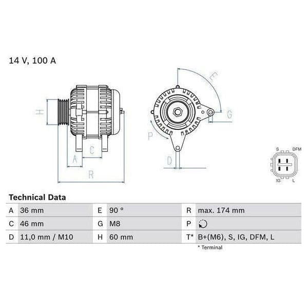 Bosch Reman Alternator 8206 0986082060 Bosch  - Town Parts