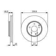 Bosch 2 x Vented Brake Discs 0 986 479 R79