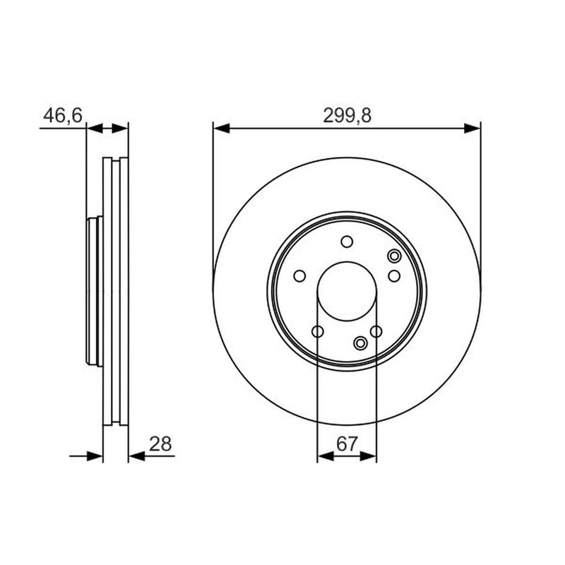 Bosch 2 x Vented Brake Discs 0 986 479 R79