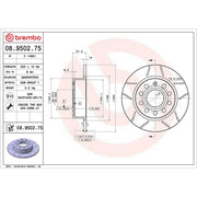 Brembo 2 x Slotted Rear Brake Discs 08.9502.75
