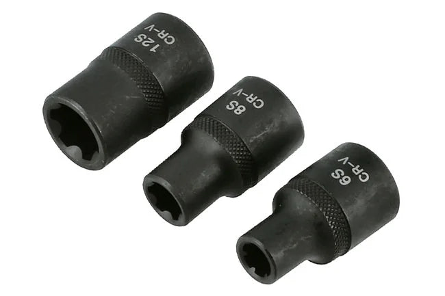Laser Tools Ribe Socket Set 1/2"D 3pc - PL
