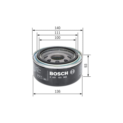 Genuine Bosch Car Oil Filter P3368 Fits Vw Lt 46 Tdi - 2.8 - 02-06 0451103368 Bosch  - Town Parts