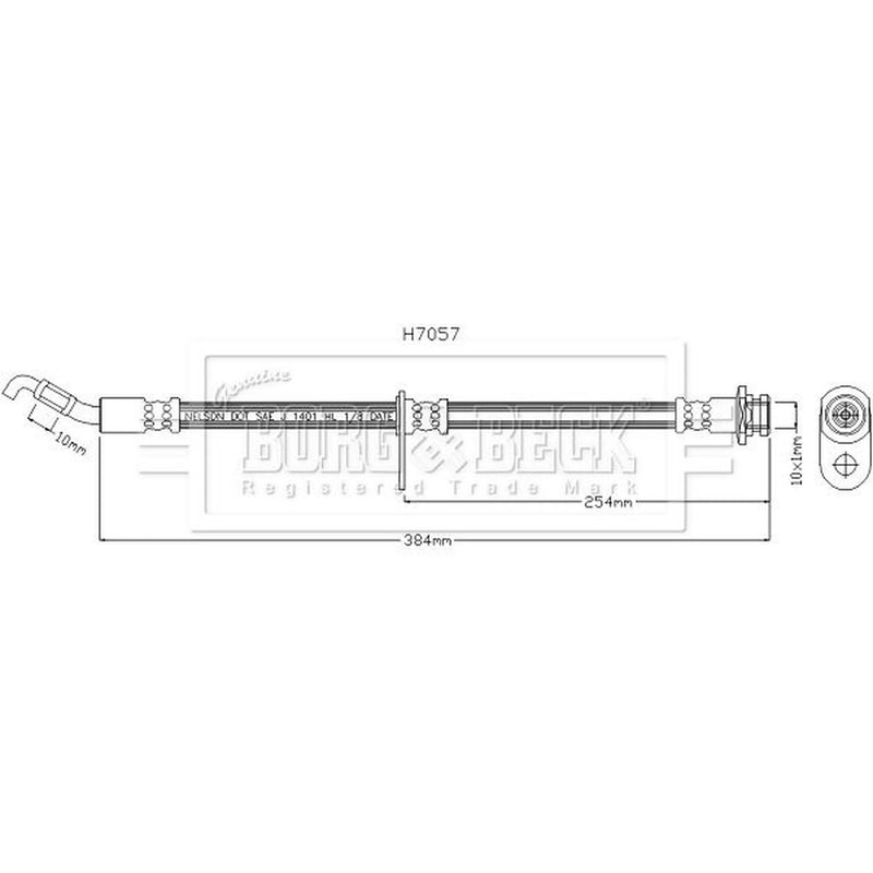 Borg & Beck Brake Hydraulic Hose Line Front Left BBH7768