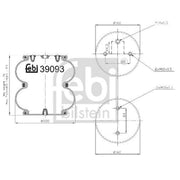 Febi Air Suspension Bellow 160mm Rear Right 39093