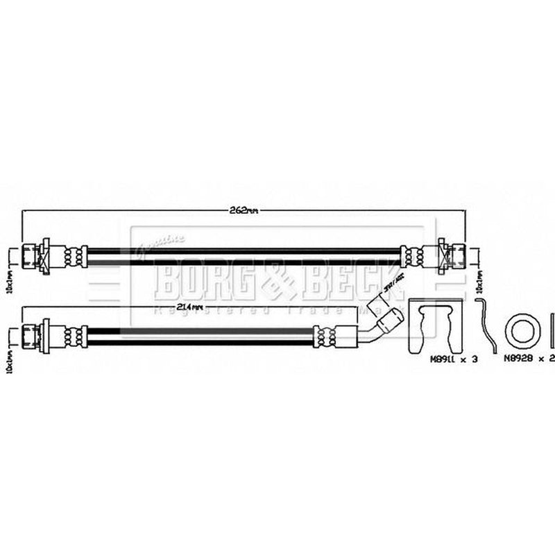 Borg & Beck Brake Hydraulic Hose Line Rear Right BBH8036