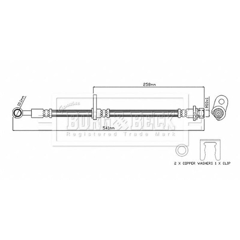 Borg & Beck Brake Hydraulic Hose Line Front Left BBH8867