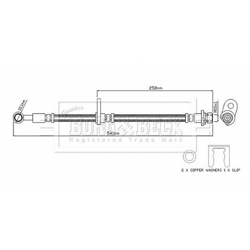 Borg & Beck Brake Hydraulic Hose Line Front Left BBH8867