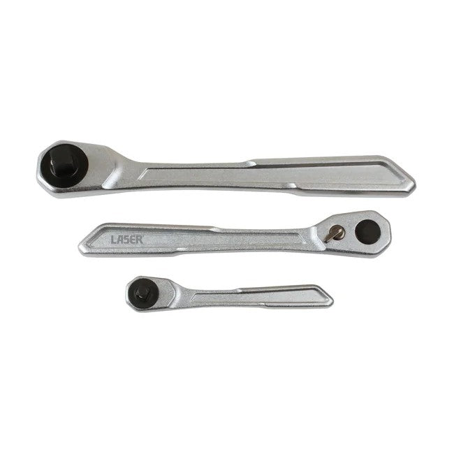 Laser Tools Slim Handle Ratchet Set 1/4"D, 3/8"D, 1/2"D 3pc - PL