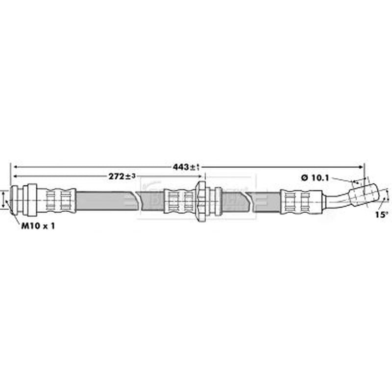 Borg & Beck Brake Hydraulic Hose Line Front Left BBH6824