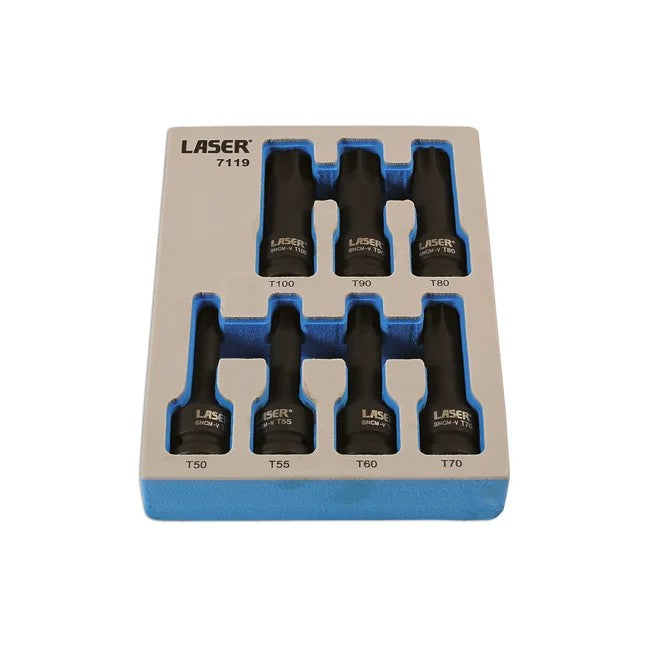 Laser Tools Long Impact Star Socket Bit Set 1/2"D 7pc - PL