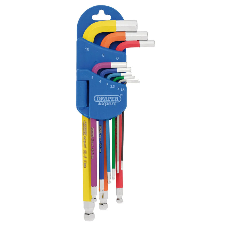 Draper Expert Hex and Ball End Key Set, 9 Piece Colour Coded