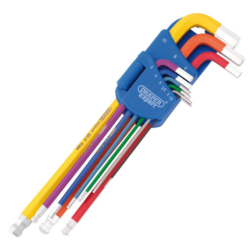 Draper Expert Hex Key Set 9 Piece Extra Long Colour Coded