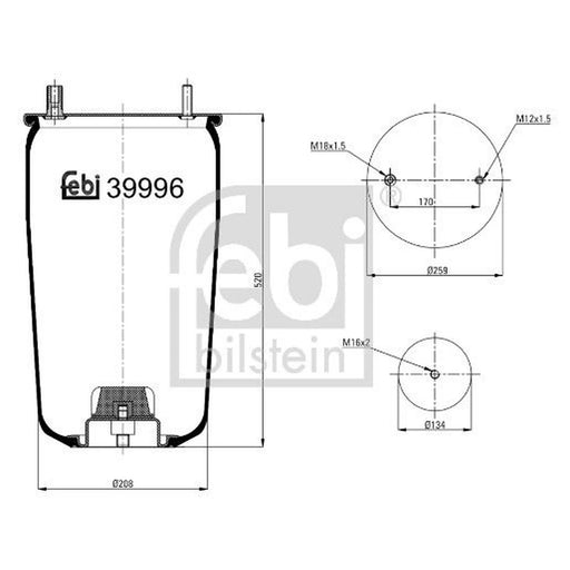Febi Air Suspension Bellow 208mm 39996