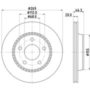 DON 2 x Externally Vented Rear Brake Discs PCD15352