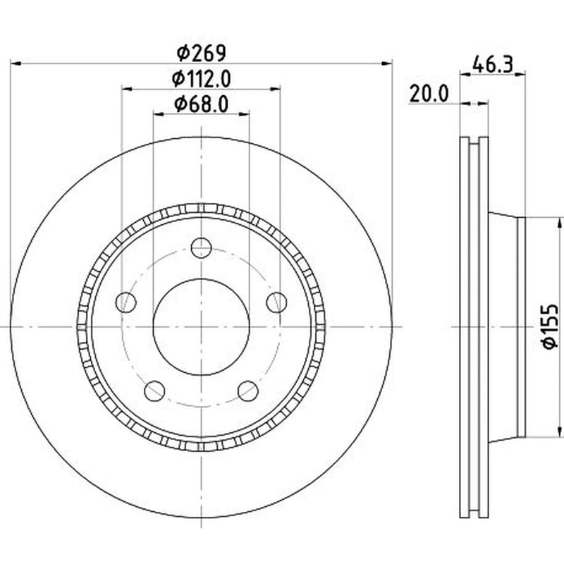 DON 2 x Externally Vented Rear Brake Discs PCD15352