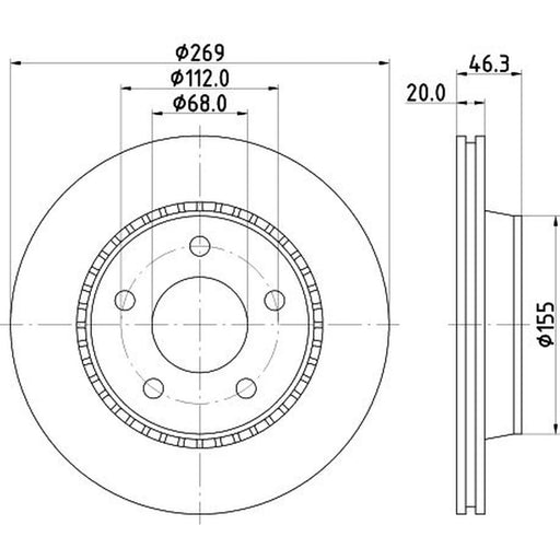 DON 2 x Externally Vented Rear Brake Discs PCD15352