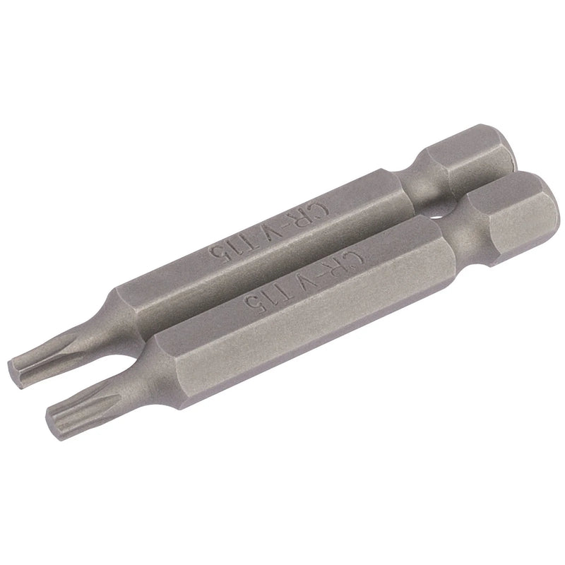 Draper TX-STAR® Insert Bit, 1/4" Hex, Long, T15 (Pack of 2)