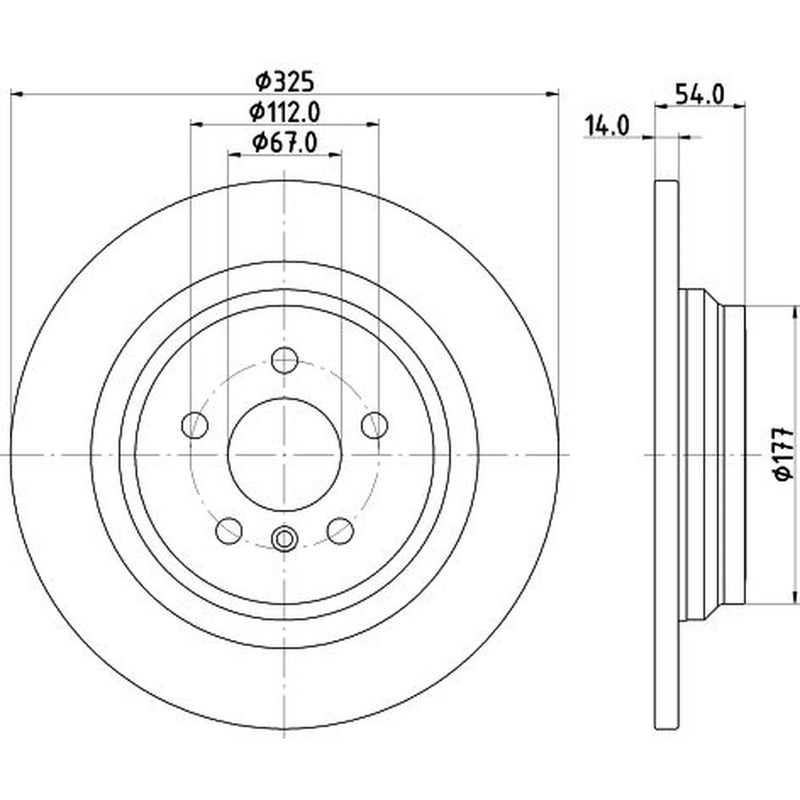 DON 2 x Solid Rear Brake Discs PCD14712
