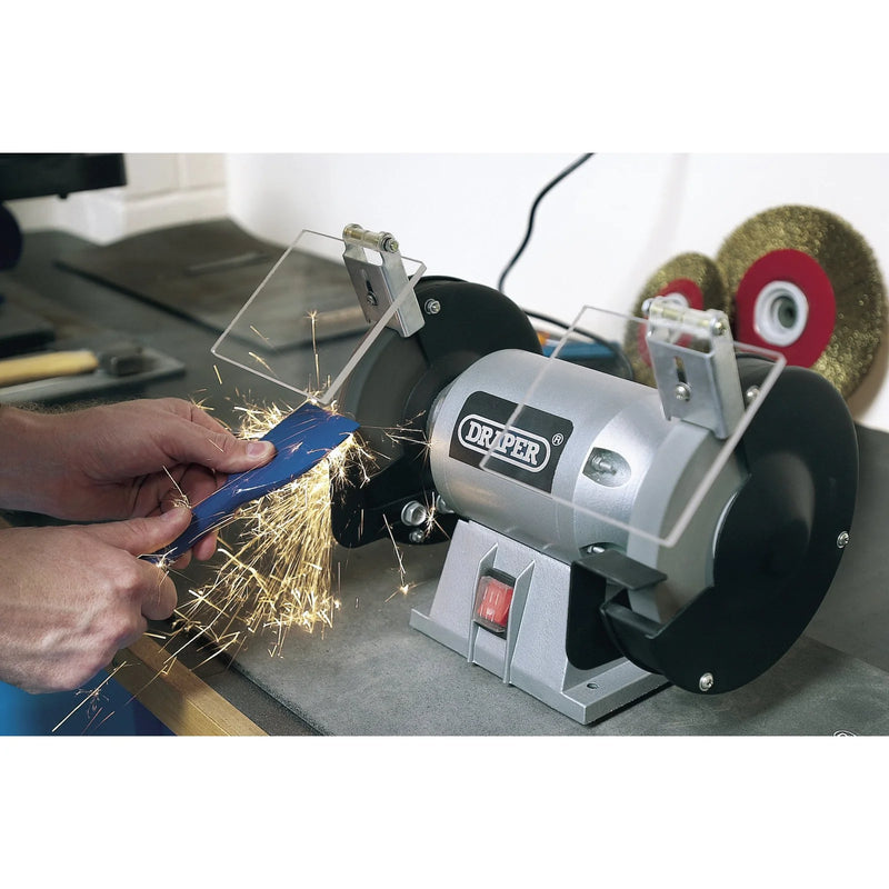Draper Bench Grinder 150mm 250W with Adjustable Shields