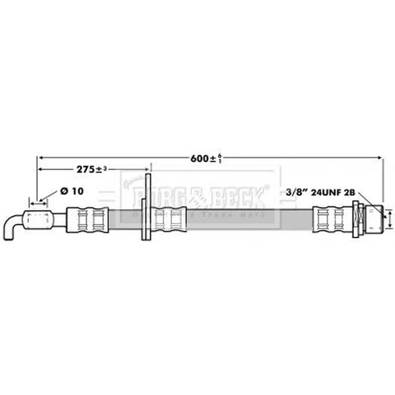Borg & Beck Brake Hydraulic Hose Line Front Left BBH7213