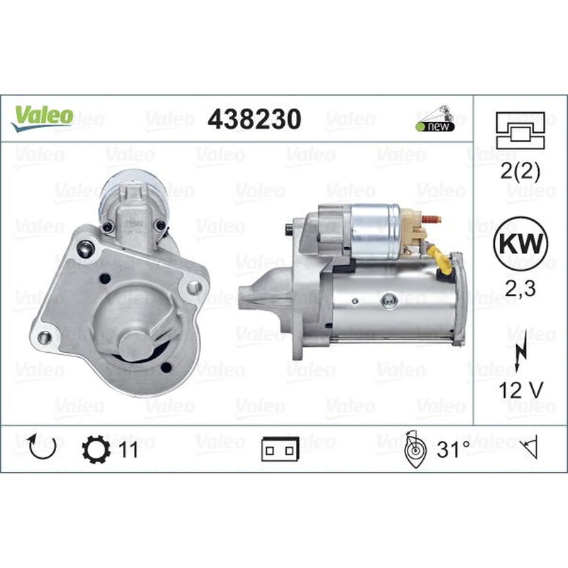 Valeo Starter Motor 12V 2.3kW 11 Teeth 438230