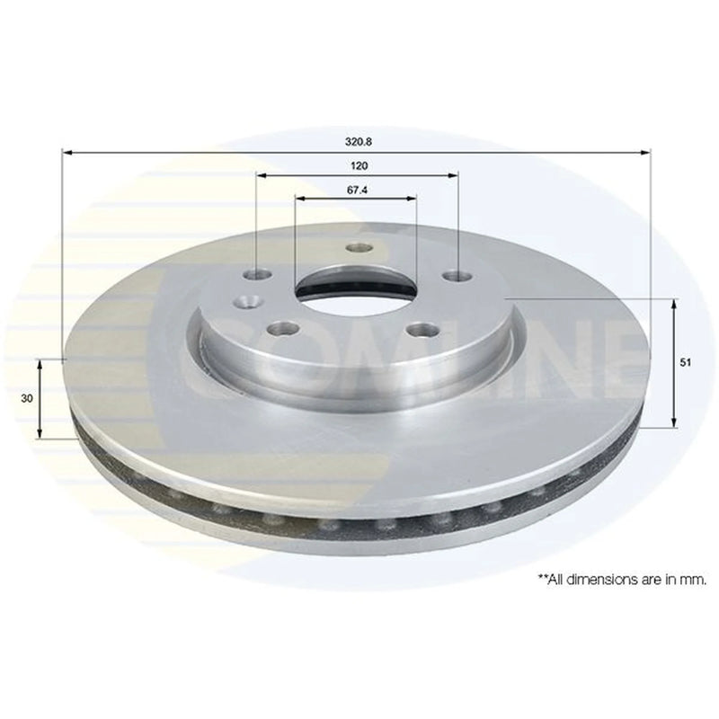 Comline 2 x Internally Vented Front Brake Discs ADC1142V
