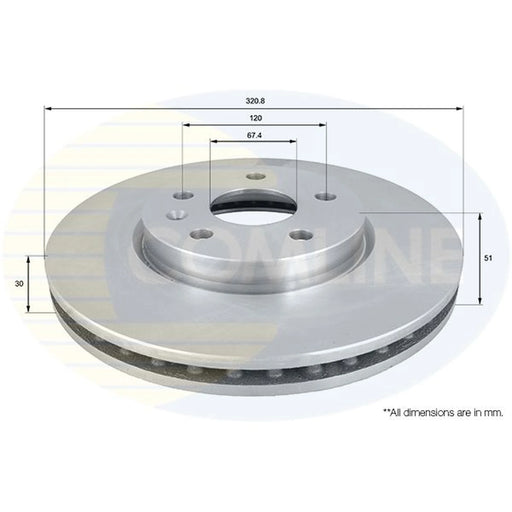 Comline 2 x Internally Vented Front Brake Discs ADC1142V