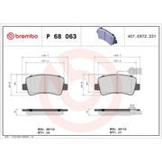 Brembo 4 x Rear Brake Pad Set P68063